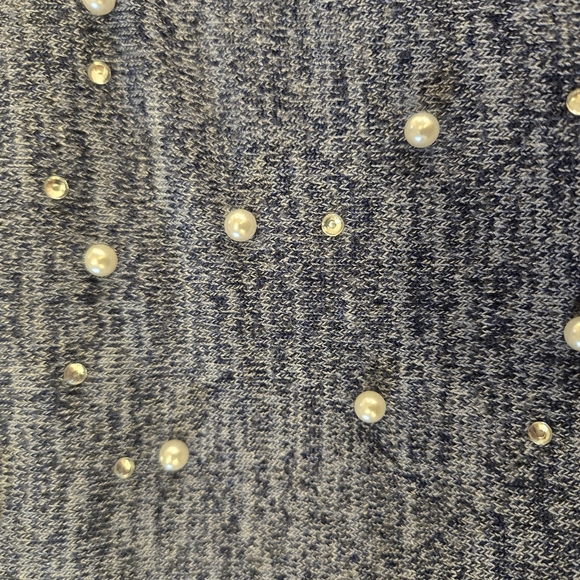 NWT 2X Laura long sleeve lightweight scoop neck summer blue pearl beaded top - Picture 10 of 12